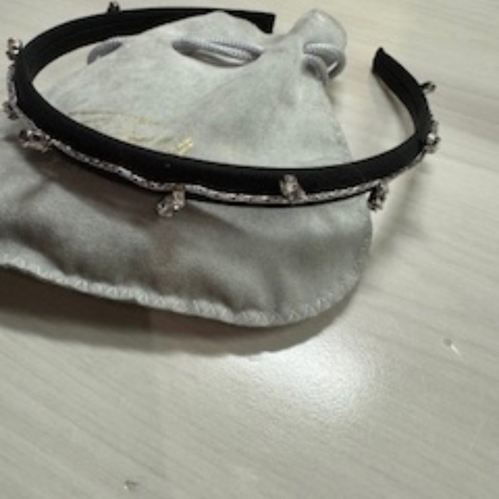 Alexandre de Paris black velvet and rhinestone headband